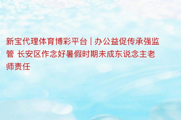 新宝代理体育博彩平台 | 办公益促传承强监管 长安区作念好暑假时期未成东说念主老师责任