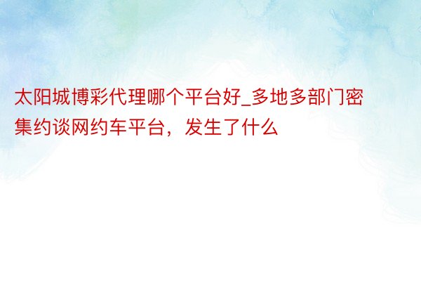 太阳城博彩代理哪个平台好_多地多部门密集约谈网约车平台，发生了什么