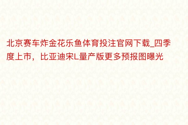 北京赛车炸金花乐鱼体育投注官网下载_四季度上市，比亚迪宋L量产版更多预报图曝光