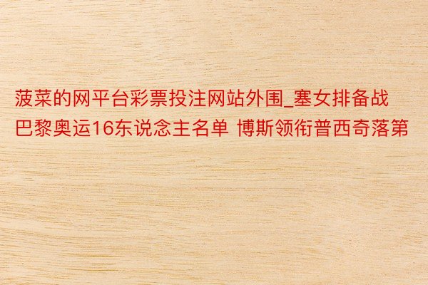 菠菜的网平台彩票投注网站外围_塞女排备战巴黎奥运16东说念主名单 博斯领衔普西奇落第